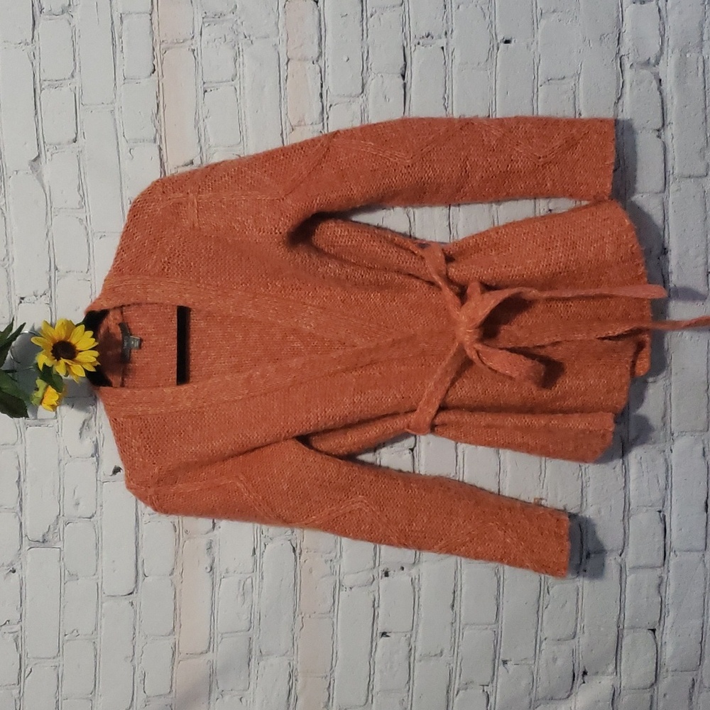 Apt 9 cardigan w/ belt wool blend, orange Sz M